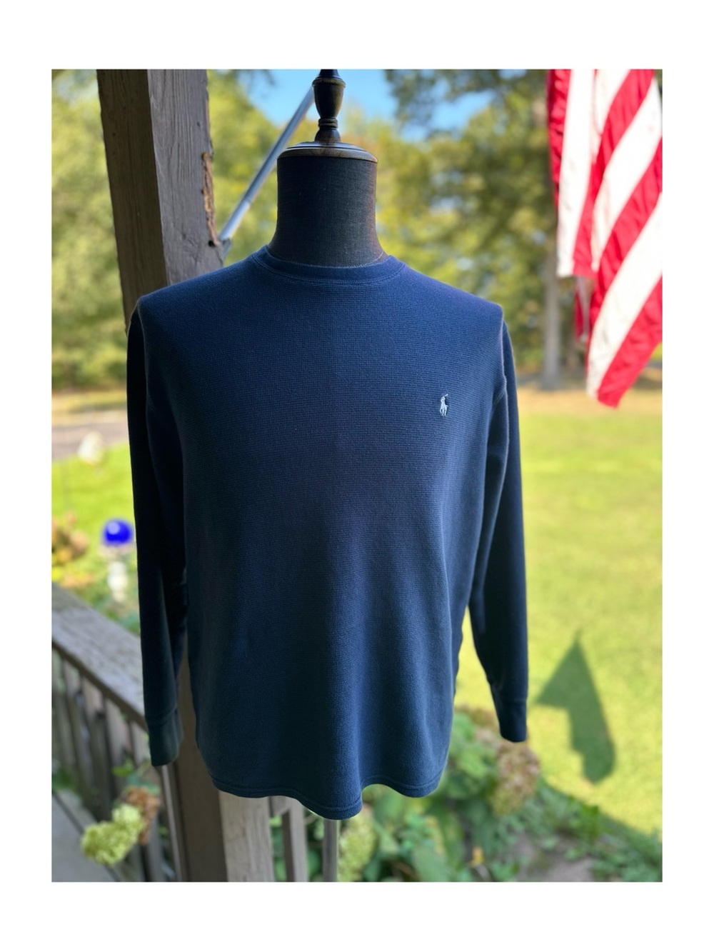 Polo Ralph Lauren Navy Blue Men’s Classic Waffle Knit Thermal Long Sleeve Shirt